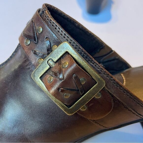 Women's Clarks Bendables Leather Clogs Brown Size 10W - Picture 9 of 11